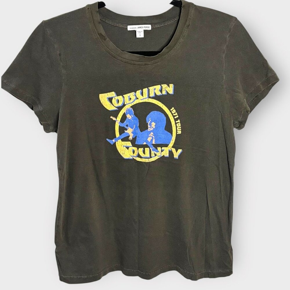 OOAK James Perse Graphic Print Band Tee 1 S T-Shirt 70s Rock Distressed